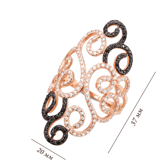 Фалангова золота каблучка з фіанітами. Артикул 13079/ч