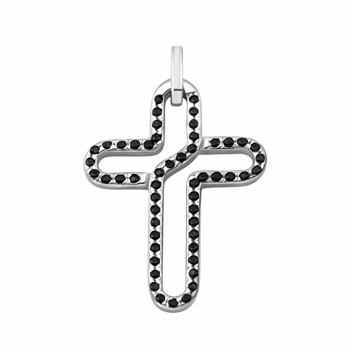 Срібний хрестик з фіанітами. Артикул UG51307П.Rh