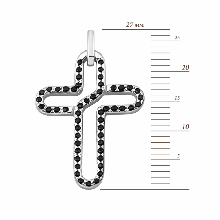 Срібний хрестик з фіанітами. Артикул UG51307П.Rh