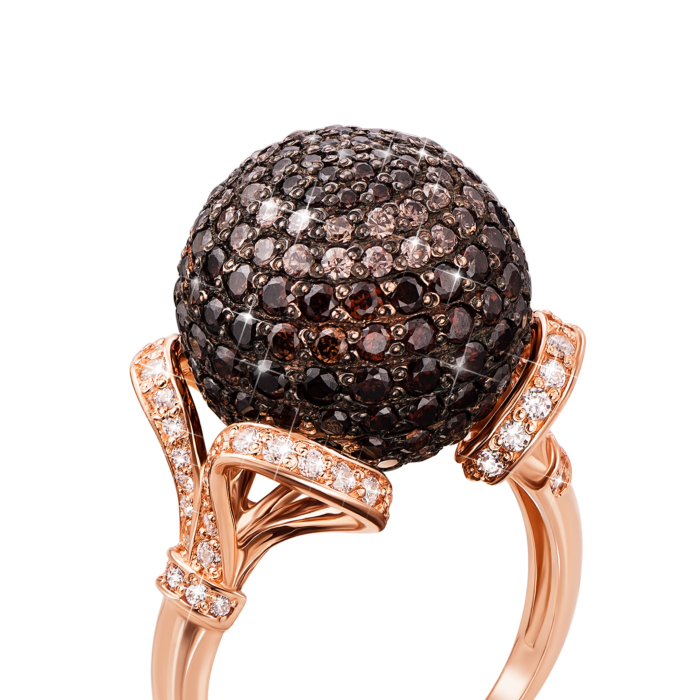 Золотое кольцо с фианитами. Артикул 13083/цв