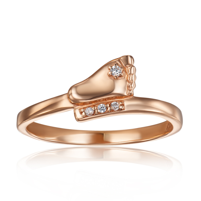 Золотое кольцо «Ножка» с фианитами. Артикул 13098 п