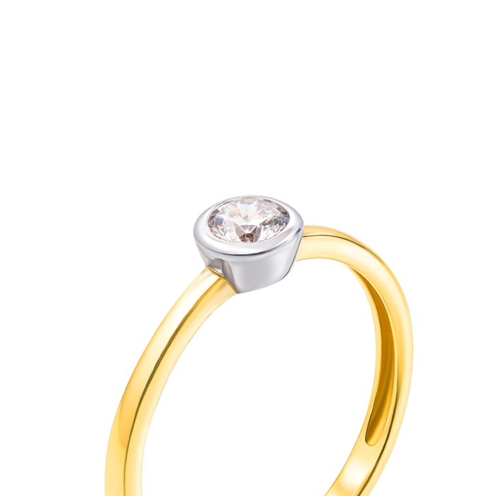 Золотое кольцо с фианитом. Артикул 13100/eu