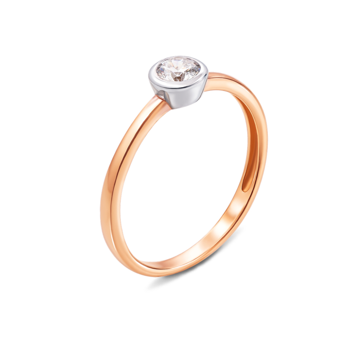 Золота каблучка з фіанітом. Артикул 13100