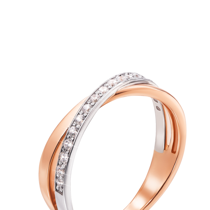 Золотое кольцо с фианитами. Артикул 13113