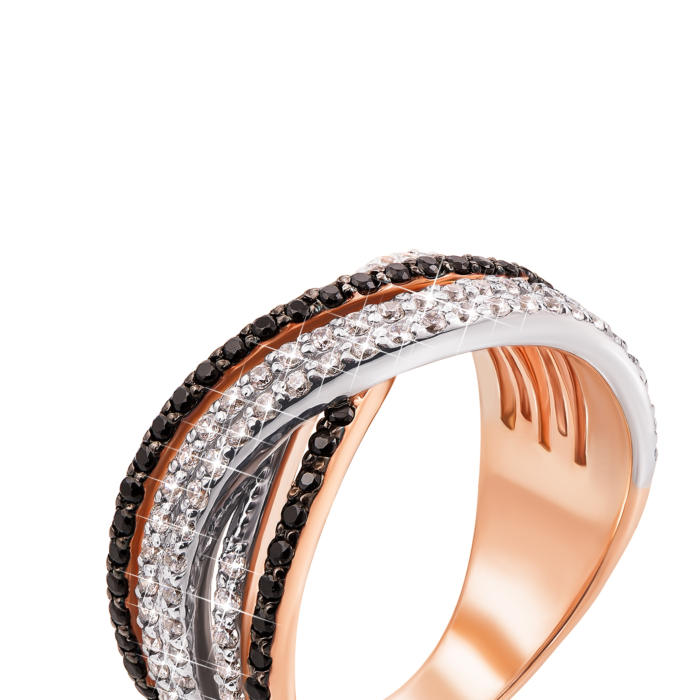 Золотое кольцо с фианитами. Артикул 13123/ч