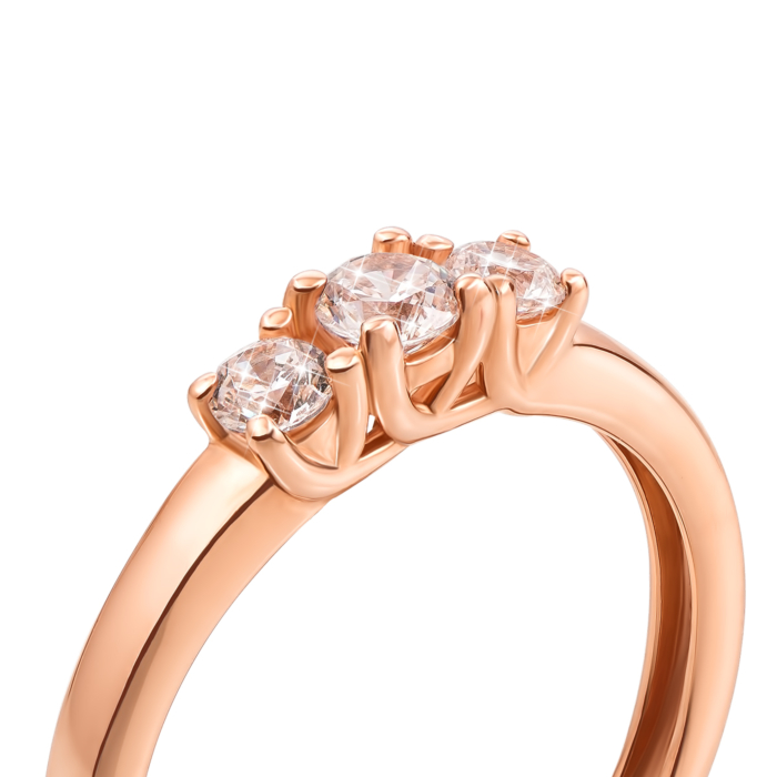 Золотое кольцо с фианитами. Артикул 13124