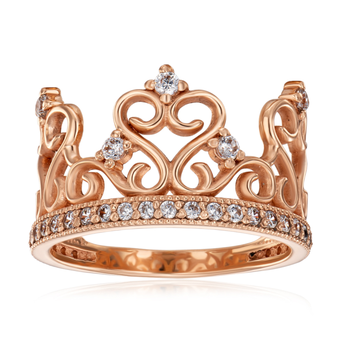 Золотое кольцо «Корона» с фианитами. Артикул 13127/01/0/62