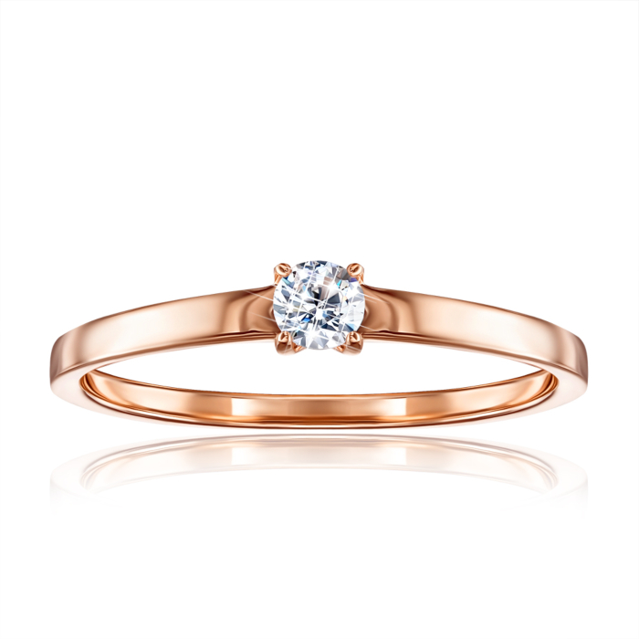 Золота каблучка з фіанітом. Артикул 13139/01/0/28