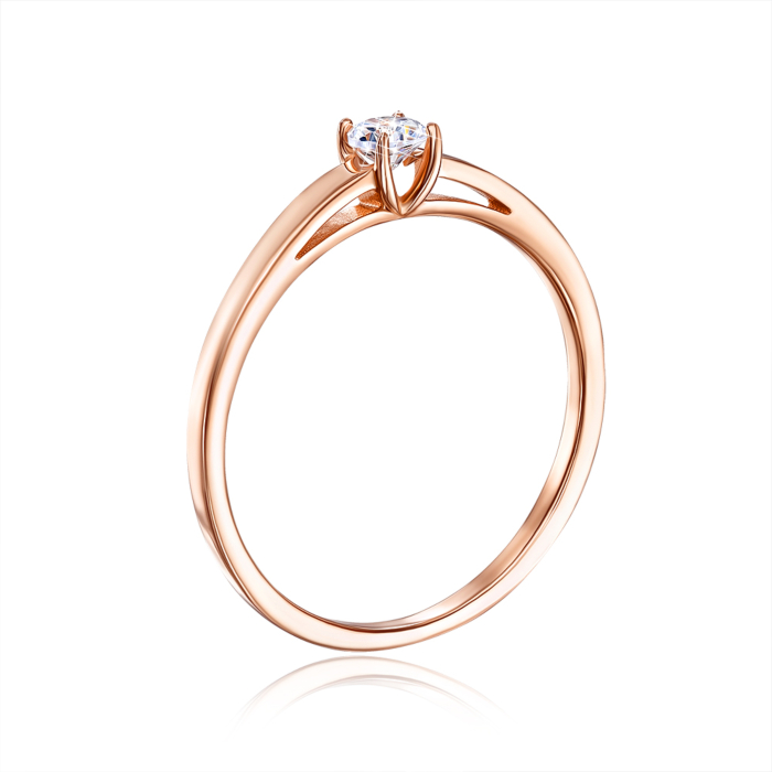 Золота каблучка з фіанітом. Артикул 13139/01/0/28