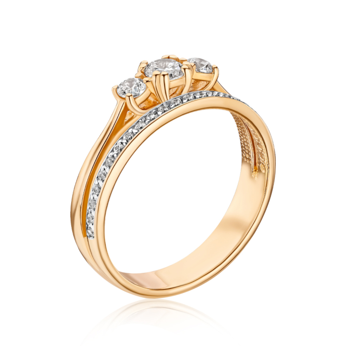Золотое кольцо с фианитами. Артикул 13141/01/1/617