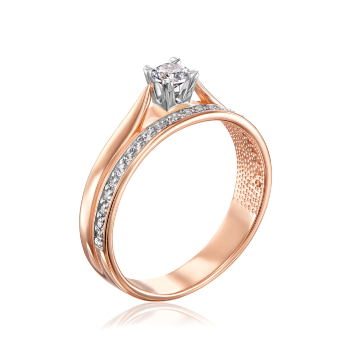 Золотое кольцо с фианитами. Артикул 13142/01/1/142