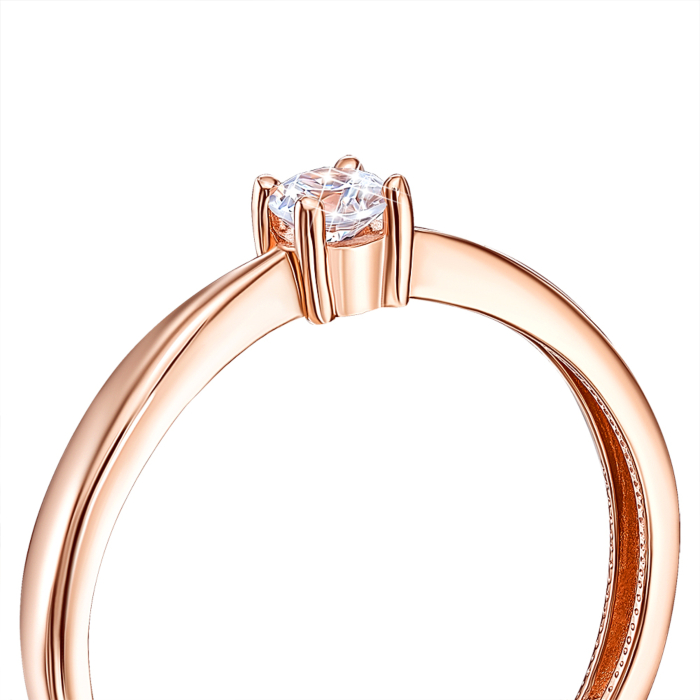 Золотое кольцо с фианитом. Артикул 13143/01/0/53