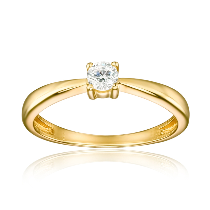 Золота каблучка на заручини з фіанітом 13143/03/0/53