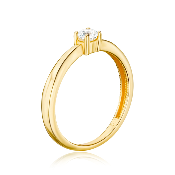 Золота каблучка на заручини з фіанітом 13143/03/0/53