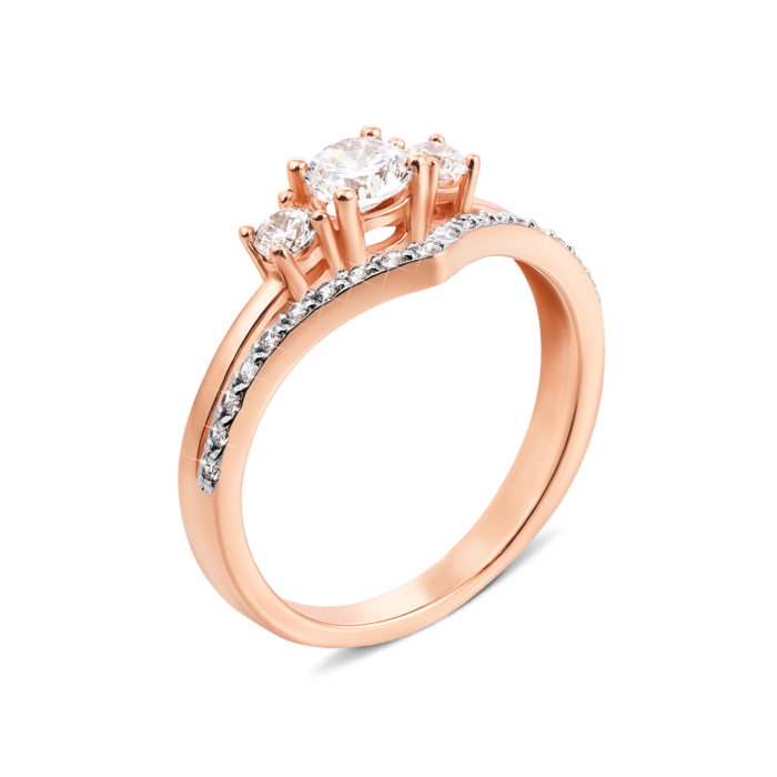 Золотое кольцо с фианитами. Артикул 13149/01/1/707