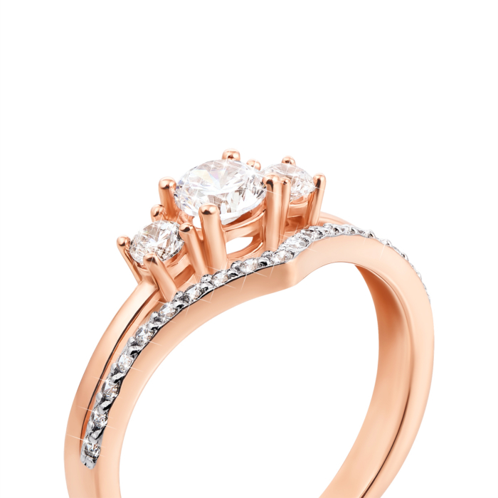 Золотое кольцо с фианитами. Артикул 13149/01/1/707