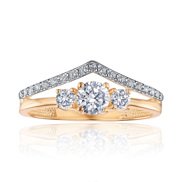 Золотое кольцо с фианитами Tesori 13149/01/1/4242