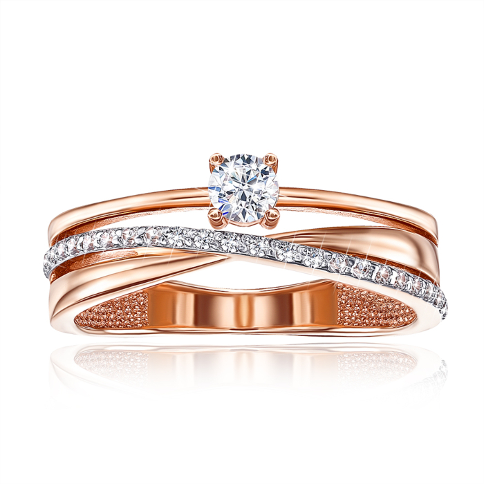 Золота каблучка з фіанітами (13152/01/1/142)