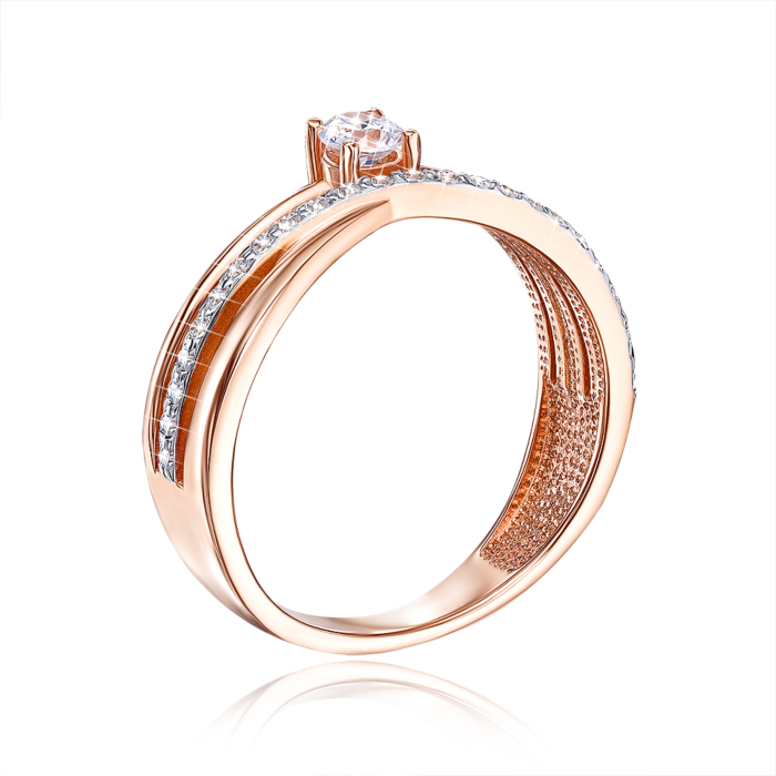 Золота каблучка з фіанітами (13152/01/1/142)