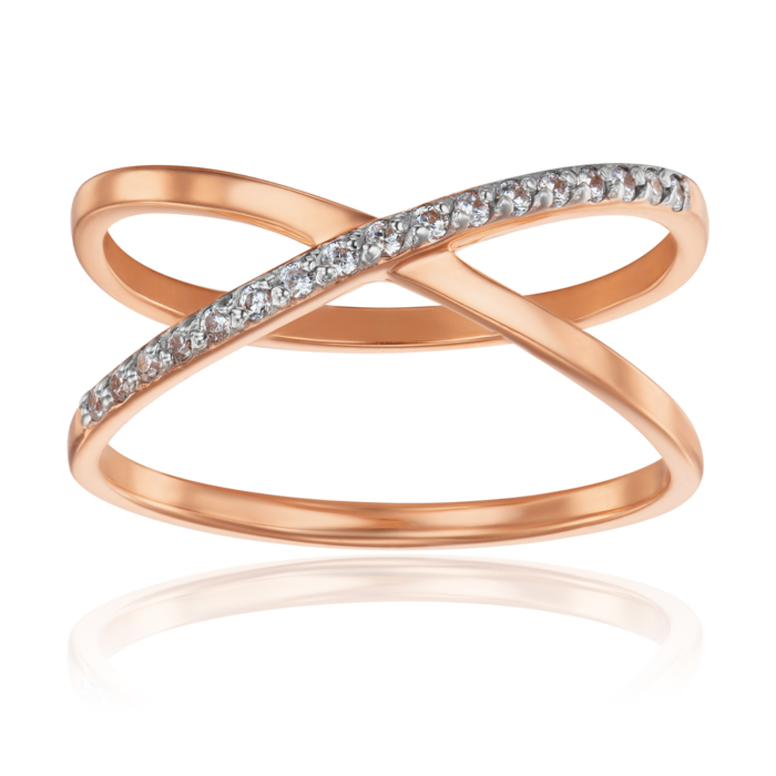 Фалангова золота каблучка з фіанітами. Артикул 13163/01/1/1