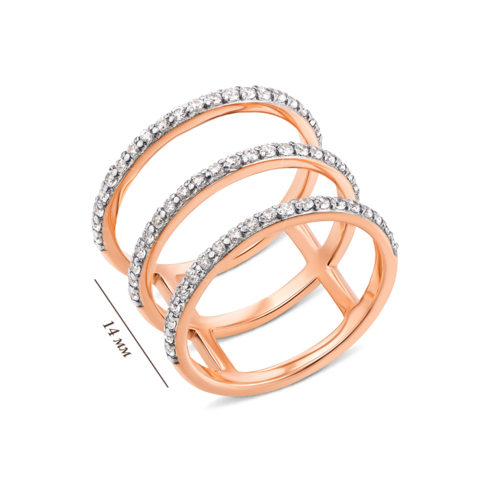 Фалангова золота каблучка з фіанітами. Артикул 13168/01/1/13