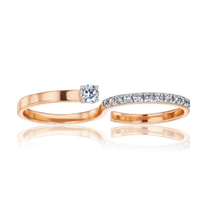 Фаланговое золотое кольцо с фианитами. Артикул 13175/01/1/63