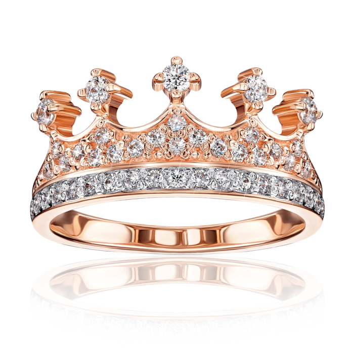 Золотое кольцо «Корона» с фианитами. Артикул 13178/01/1/161
