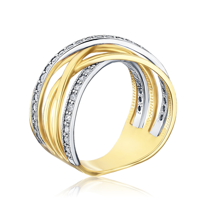 Золота каблучка з фіанітами 13194/03/1/13