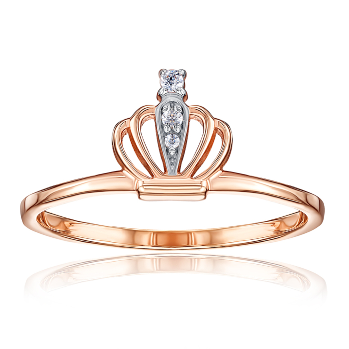 Золота каблучка «Корона» з фіанітами. Артикул 13197/01/1/75