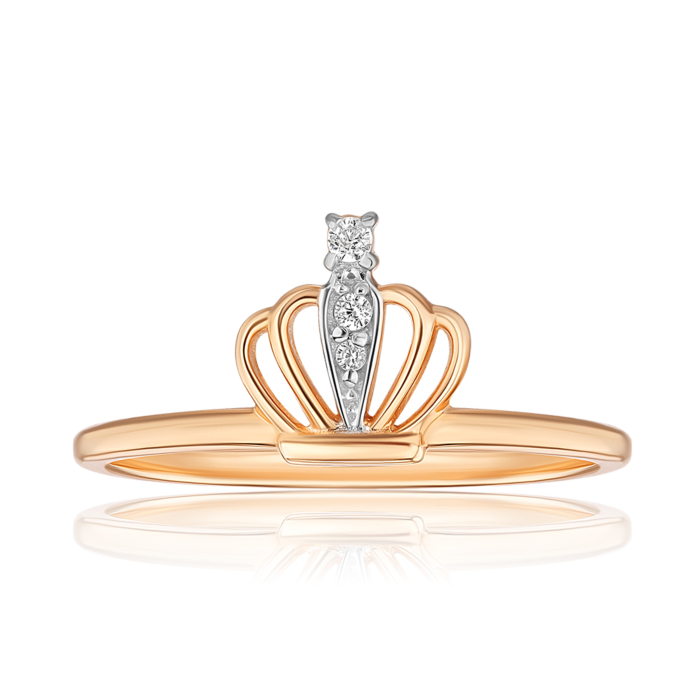 Золотое кольцо «Корона» с фианитами. Артикул 13197/01/1/75