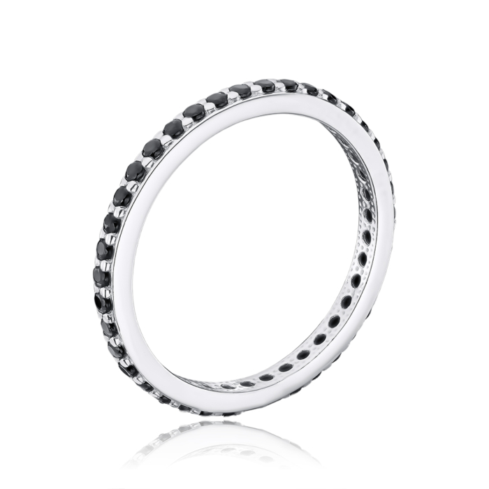 Золота каблучка з чорними фіанітами 13203/02/1/143