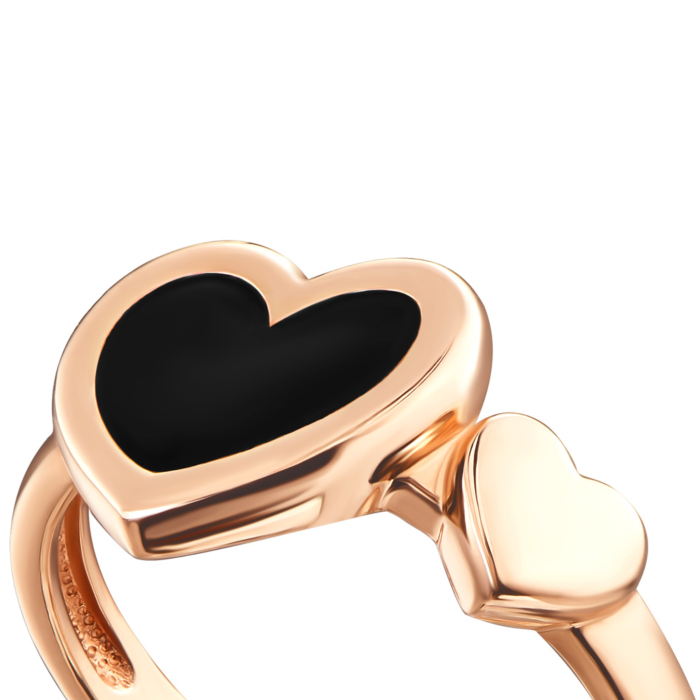 Золота каблучка «Серце» з емаллю. Артикул 13210/01/0/389