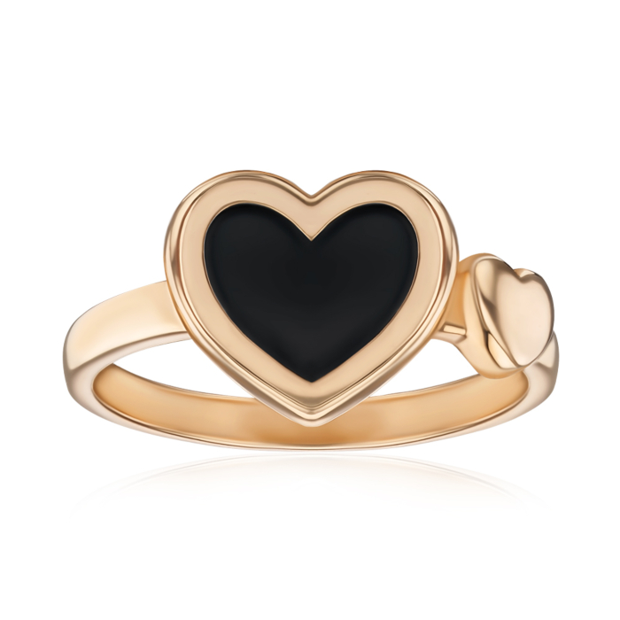 Золота каблучка «Серце» з емаллю. Артикул 13210/01/0/389