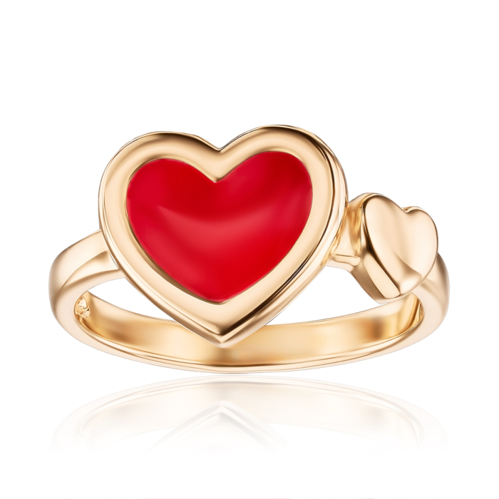 Золотое кольцо «Сердце» с эмалью. Артикул 13210/01/0/392