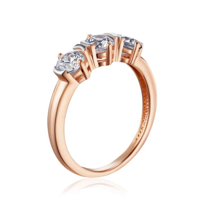 Золота каблучка з фіанітами S. Артикул 13243/01/1/206