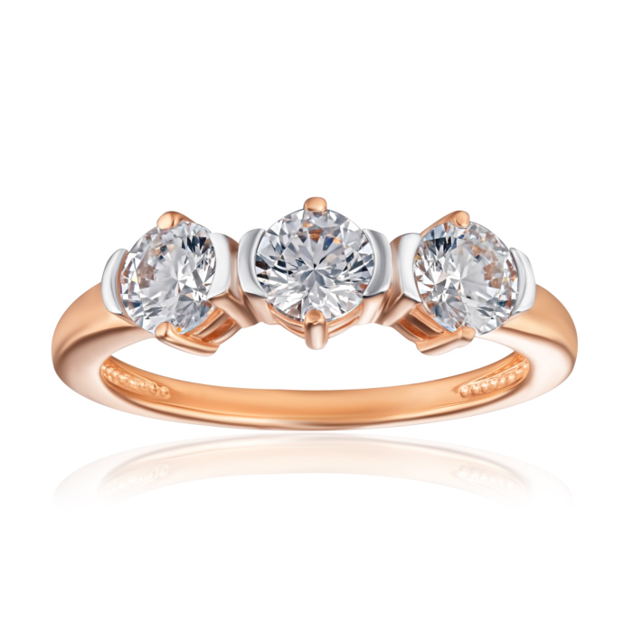 Золота каблучка з фіанітами S. Артикул 13243/01/1/206