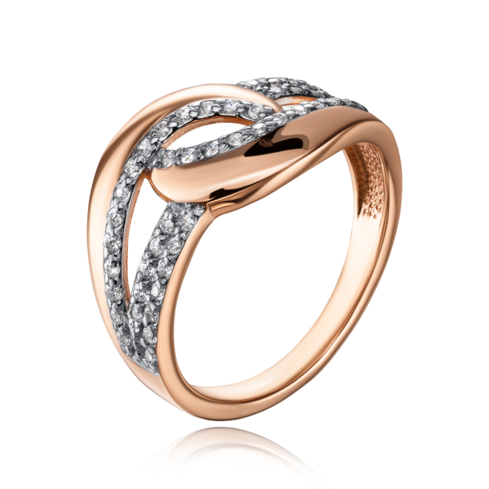 Золота каблучка з фіанітами. Артикул 13307/01/1/1