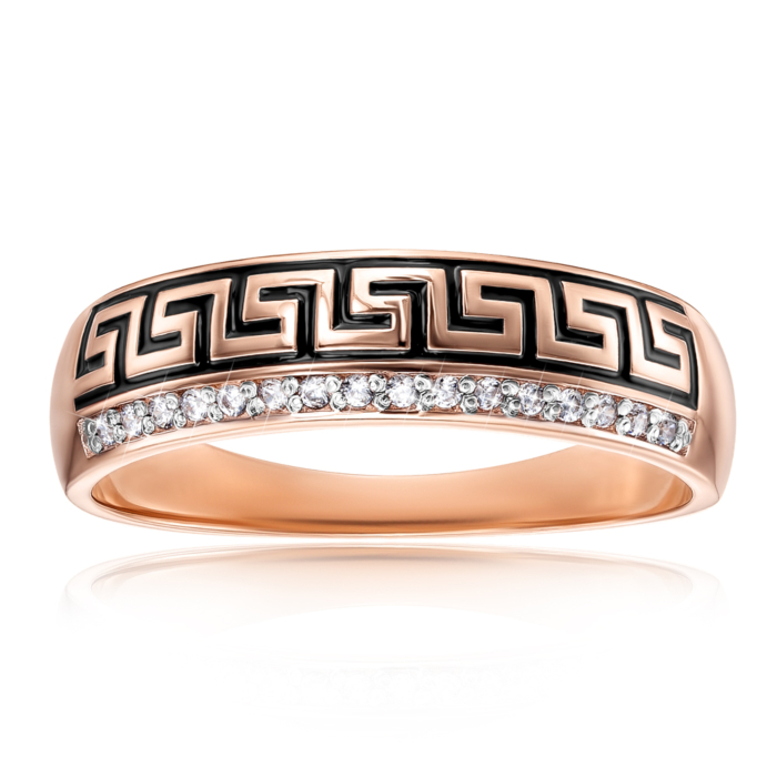 Золотое кольцо с эмалью и фианитами. Артикул 13326/01/1/627