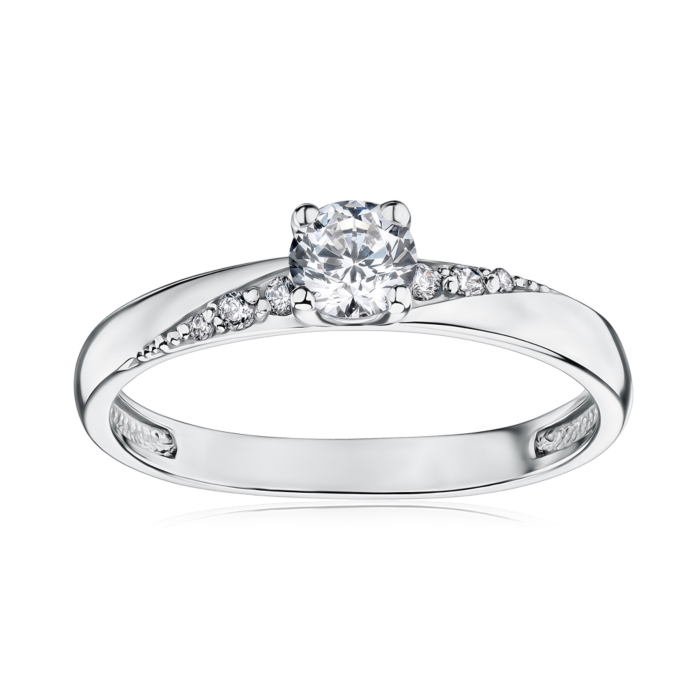 Каблучка з білого золота з фіанітами 13395/97/1/2279