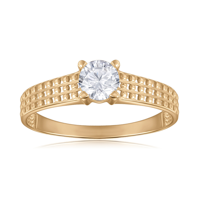 Золота каблучка з фіанітом 13413/01/0/22