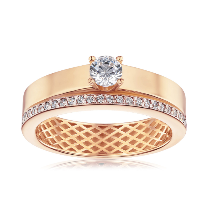 Золотое кольцо с фианитами Tesori 13441/01/1/4196