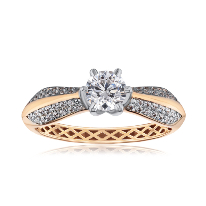 Золотое кольцо с фианитами Tesori 13465/01/1/4389