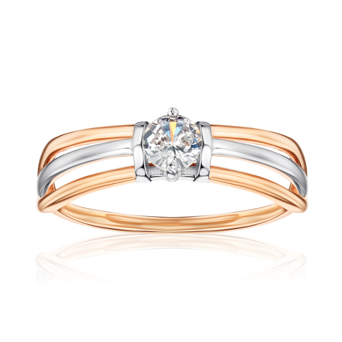 Золотое кольцо с фианитом 13529/08/1/29