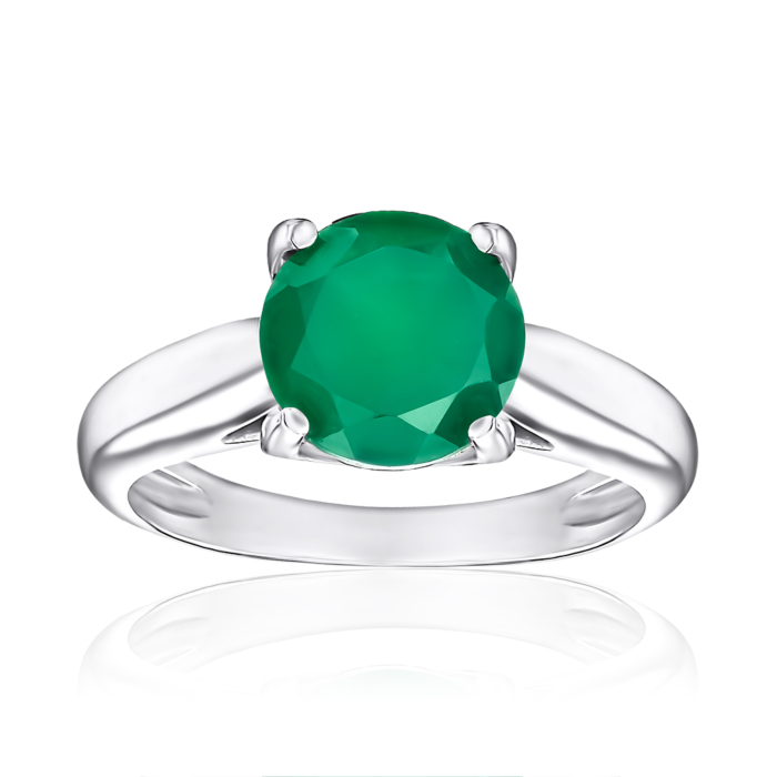 Срібна каблучка з агатом та фіанітами 1354/1р-GRAG