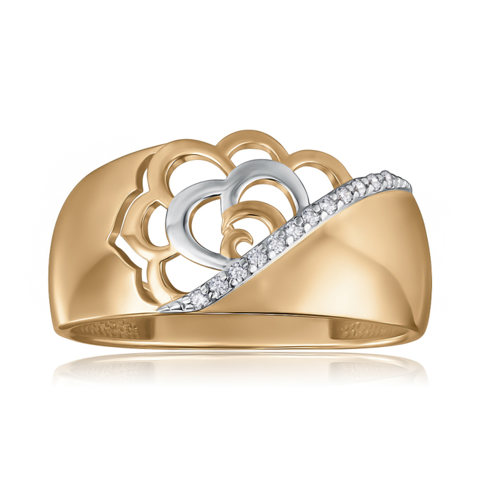 Золота каблучка з фіанітами 13565/01/1/42