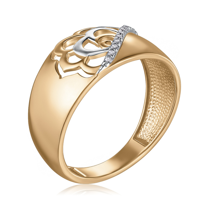 Золота каблучка з фіанітами 13565/01/1/42