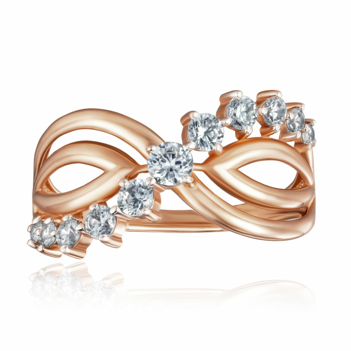 Золота каблучка з фіанітами. Артикул 13633/01/1/2777