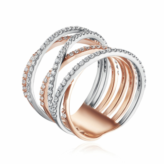 Золотое кольцо с фианитами. Артикул 13642/01/1/1