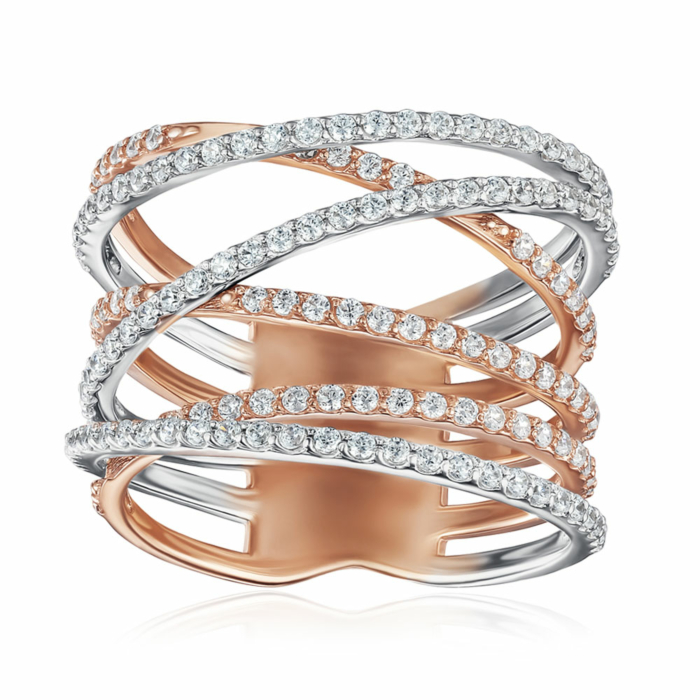 Золота каблучка з фіанітами. Артикул 13642/01/1/1