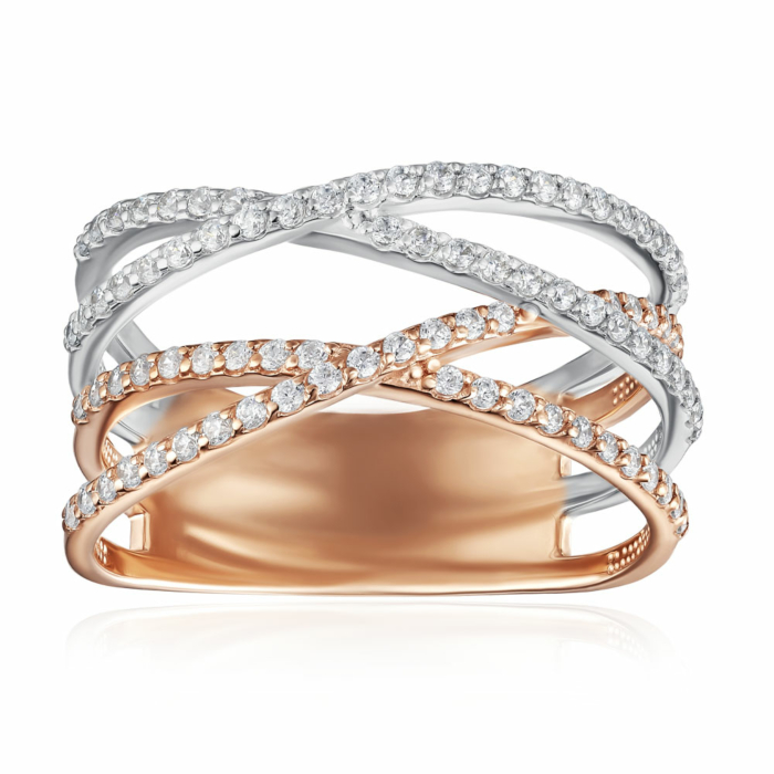 Золотое кольцо с фианитами. Артикул 13643/01/1/1